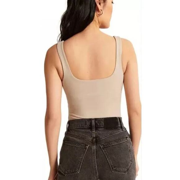 Abercrombie & Fitch Double-Layered Seamless Fabric Corset Bodysuit Beige LARGE - Picture 4 of 9